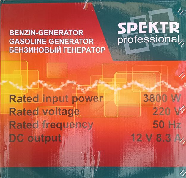 Бензиновый генератор SPEKTR SGG-3800ES 3,8 кВт электростартер, медная обмотка 07907 фото