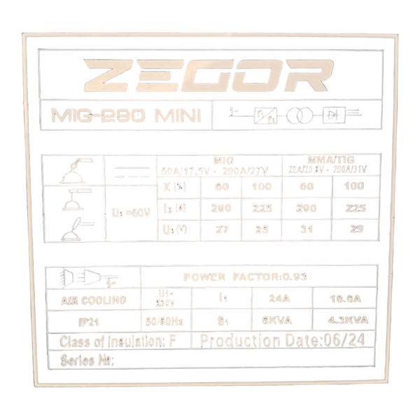 Сварочный инвертор ZEGOR MIG-290 MINI TIG  ZEGOR MIG-290 MINI TIG фото